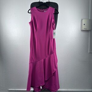 Calvin Klein Women’s Elegant Pink Sleeveless Ruffle Hem Dress Size 8
